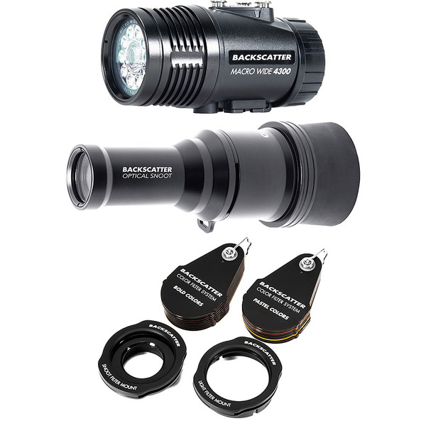 Macro Wide 4300 Videolampe mit Snoot und Farbfilterset